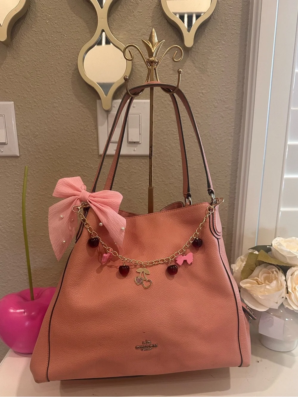 Coach Pink Pebbled Leather Shoulder Bag